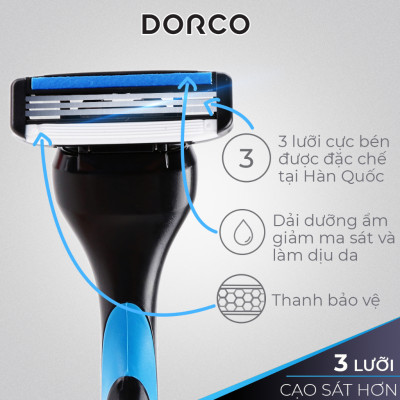 DORCO PACE 3 - Combo Dao Cạo Râu 3 Lưỡi - Bộ Gồm 2 Hộp Mỗi Hộp Gồm 1 Cán và 9 Đầu Cạo