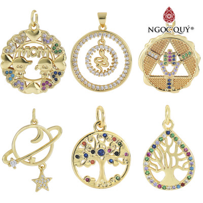 Charm hợp kim treo hình tròn phối cây trí tuệ - Ngọc Quý Gemstones