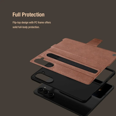 Case bao da cho Samsung Galaxy Z Fold 6 / Z Fold6 / Zfold 6 trang bị ngăn đựng S-Pen, khe nhét thẻ card hiệu Nillkin Aoge Leather Cover Case (chống sốc bảo vệ máy cực tốt, chất liệu da thật cao cấp, thiết kế thời trang cá tính) - Hàng nhập khẩu