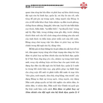 Sách - Bảo Đảm Và Phát Huy Sự Liêm Chính Của Đội Ngũ Cán Bộ Lãnh Đạo, Quản Lý ở Việt Nam Hiện Nay - NXB Chính Trị Quốc Gia