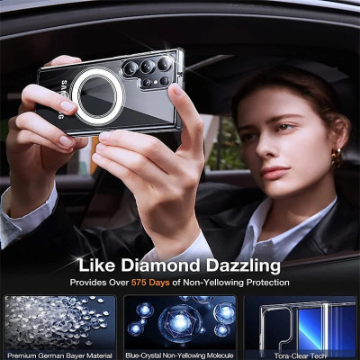 ốp lưng Magnetic cho Samsung Galaxy S24 Ultra / S23 Plus / S24Ultra / 23Ultra 5G hiệu HOTCASE Ultra Crystal Clear - thiết kế trong suốt, chống sốc chống va đập - Hàng nhập khẩu