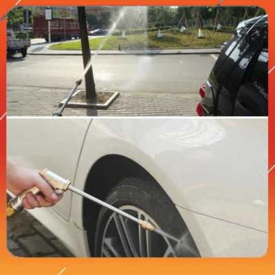 ️Evoucher Bộ dây vòi xịt nước rửa xe,tưới cây ,tăng áp 3 lần,loại 7m,10m 206701-2 đầu đồng,cút đồng+  móc khoá