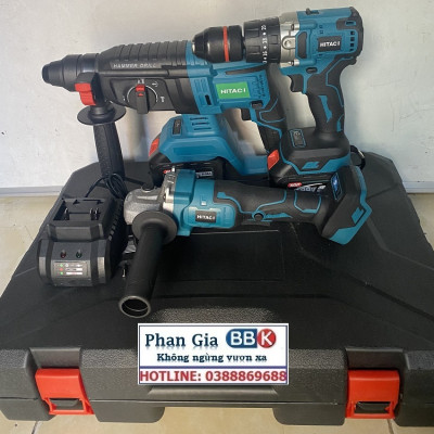 Bộ Combo Máy Khoan Đục Bê Tông, Máy Mài Và Máy Khoan Pin Dùng Pin 199V, 2 Pin 15Cell, Máy Khoan Siêu Khỏe, Siêu Bền (Tặng Hộp Đựng)