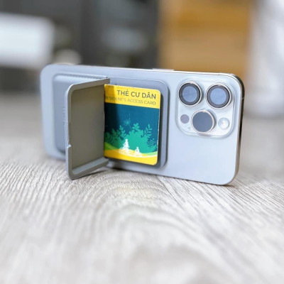 Ví da đựng thẻ nam châm hút từ tính WI WU Mag Wallet MW-001 tích hợp giá đỡ điện thoại gập gọn gắn sau điện thoại ị Phone - Hàng chính hãng