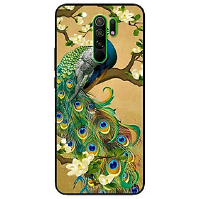 Ốp lưng dành cho Xiaomi Redmi 9 mẫu Chim Công Hoa Xanh
