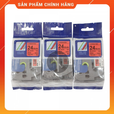 Nhãn In đa lớp Tz2-451 - Đen nền đỏ 24mm x 8m - Hàng nhập khẩu