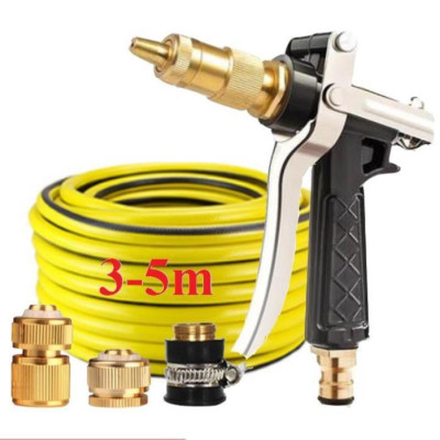 Bộ dây vòi xịt nước rửa xe, tưới cây . tăng áp 3 lần, loại 3m, 5m 206236Sđầu đồng, cút đồng, d.vàng