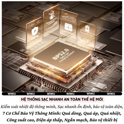 Tẩu củ sạc nhanh PD 65W cho xe hơi ô tô PD3.0 Type-C + 1 USB-A QC3.0 kèm dây sạc rút Type-C 66cm hiệu WIWU Helix cho iphone 17 16 15 iPad pro air Gen Vivo Oppo samsung Macbook - Trang bị chip Ai điều chỉnh dòng, Chống cháy, hợp kim nhôm - Hàng nhập khẩu