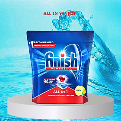Viên rửa chén bát Finish All - in - 1 túi 80 viên hương chanh, chính hãng, dùng cho máy rửa bát