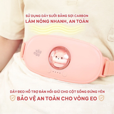 Máy massage chườm nóng giảm   bụng kinh nguyệt, Đai matxa tan mỡ bụng làm ấm nhiệt hồng ngoại rung tan mỡ toàn thân