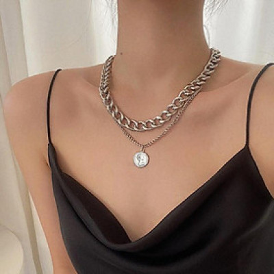 Dây chuyền Vòng cổ 2 tầng mix đồng xu Hy Lạp