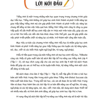 Bài Tập Bổ Trợ Nâng Cao Tiếng Anh Lớp 4 - Tập 1 (Theo Giáo Khoa Tiếng Anh Global Sucsess)