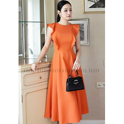 Đầm cam cánh tiên NGADO , đầm xòe , đầm dạo phố dự tiệc