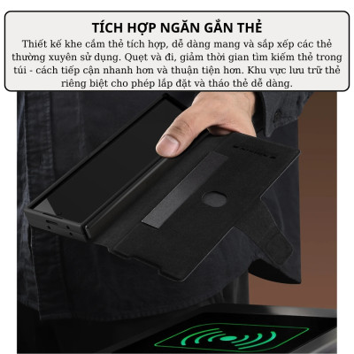 Case bao da chống sốc cho Samsung Galaxy Z Fold 6 trang bị ngăn đựng S-Pen, khe nhét thẻ card hiệu Nillkin Aoge Leather Cover Case (bảo vệ máy cực tốt, chất liệu da thật cao cấp, thiết kế thời trang cá tính) - hàng nhập khẩu