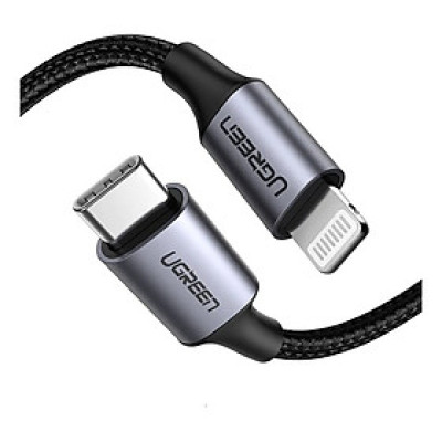 Cáp USB Type C ra Lightning 1M Màu Đen Dây bện nylon Ugreen UC60759US234 Hàng chính hãng