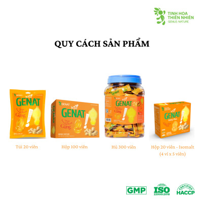 [QUÀ TẶNG] Kẹo Genat Gừng Plus - Isomalt sugar (Hộp 20 viên) - Giao 2H HCM
