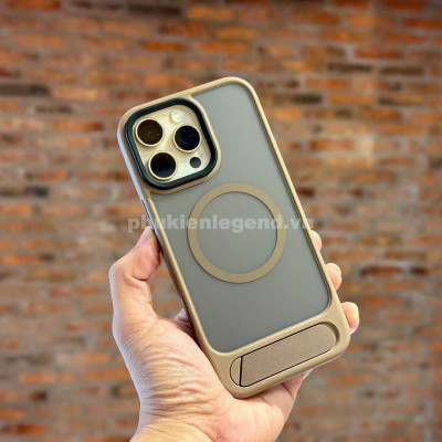 Ốp lưng cho iPhone 16 Pro hiệu Likgus VALOR hỗ trợ sạc từ , lưng nhám viền màu có giá đỡ kim loại , chống sốc chống va dập thời trang cao cấp - Hàng chính hãng