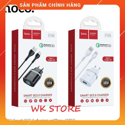 Bộ sạc nhanh HOCO C12Q 3.0 18W type C,Micro (Bao gồm cốc sạc + cáp) - hàng chính hãng