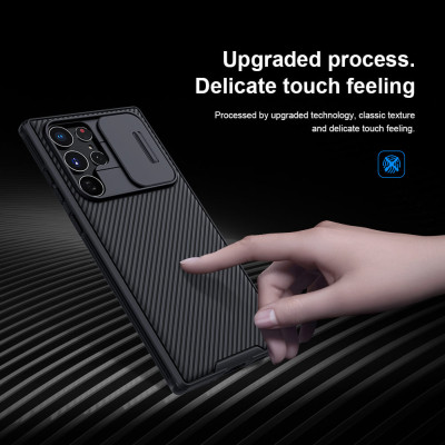Ốp lưng chống sốc cho Samsung Galaxy S22 Ultra bảo vệ Camera hiệu Nillkin Camshield Pro chống sốc cực tốt, chất liệu cao cấp, có khung và nắp đậy bảo vệ Camera - hàng nhập khẩu