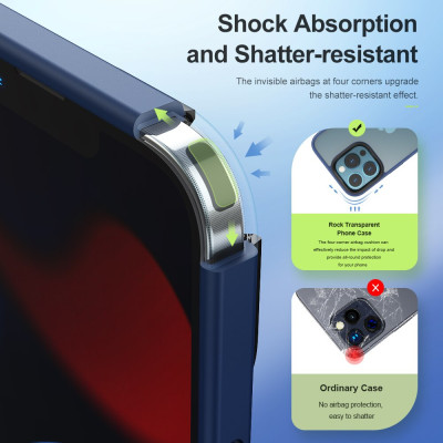 Ốp lưng chống sốc viền cao su cho iPhone 14 Pro (6.1 inch) thiết kế mặt lưng trong suốt Hiệu Rock hybrid tective Case (độ đàn hồi cao, bảo vệ toàn diện, tản nhiệt tốt) - hàng nhập khẩu