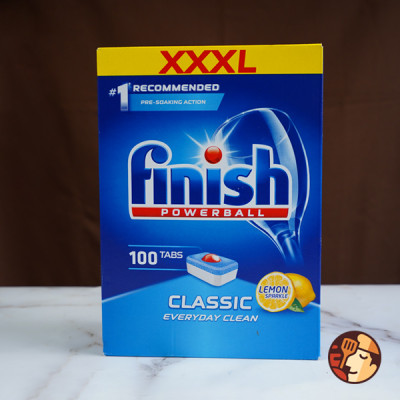 Combo: VRB Finish Classic 100 viên hương chanh + Muối 1.5kg + Nước làm bóng 1150ml + Vệ sinh máy 250ml