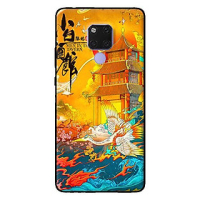 Ốp in cho Huawei Mate 20 Hạc Nền Vàng - Hàng chính hãng