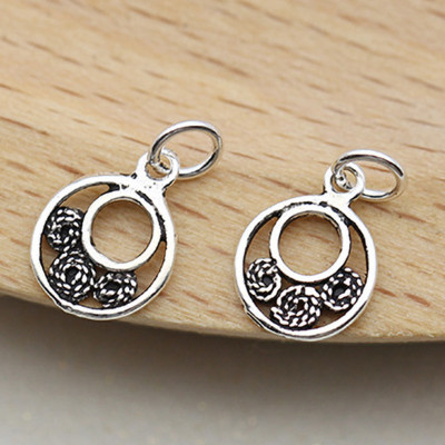 Combo 8 cái charm bạc hình tròn 3 bông hoa treo - Ngọc Quý Gemstones