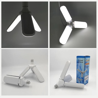 Đèn LED 3 cánh quạt đuôi E27 - hàng chuẩn 45W gồm 3 cánh xếp tùy ý - ánh sáng trắng siêu sáng (phù hợp với mọi không gian nội ngoại thất)