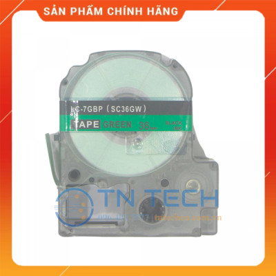 NHÃN IN TEPRA-EPSON LC-7GBP (SC36GW) – CHỮ ĐEN NỀN LÁ 36MM X 8M [Hàng nhập khẩu]