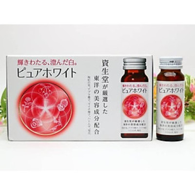 Nước uống trắng da mờ thâm nám Pure White Shiseido Nội địa Nhật Bản - Tặng túi zip 5 kẹo mật ong