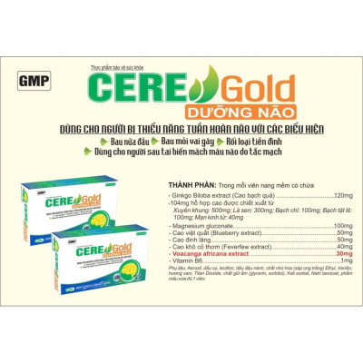 Cere dưỡng não Gold - Hộp 30 viên – Dưỡng Não hết đau đầu, đau mỏi vai gáy, rối loạn tiền đình, Lisse