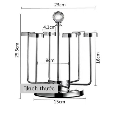 Giá Úp Cốc Đẹp Để Bàn, LUXURY Giá Để Cốc Chén Inox Cao Cấp Xoay 360 Độ Sang Chảnh Và Tiện 