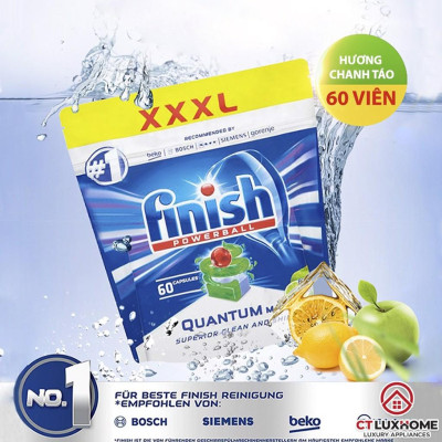 Viên rửa chén bát Finish Quantum Max loại 36 viên, 60 viên - Hàng chính hãng 