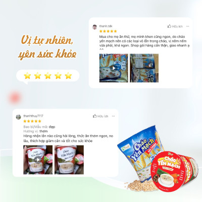 Cháo yến mạch gạo lứt ly TÂM MINH FOODS dinh dưỡng ăn liền tiện lợi