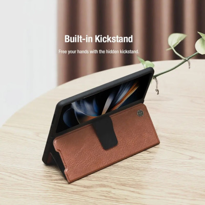 Case bao da cho Samsung Galaxy Z Fold 6 / Z Fold6 / Zfold 6 trang bị ngăn đựng S-Pen, khe nhét thẻ card hiệu Nillkin Aoge Leather Cover Case (chống sốc bảo vệ máy cực tốt, chất liệu da thật cao cấp, thiết kế thời trang cá tính) - Hàng nhập khẩu