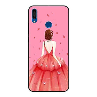 Ốp Lưng in cho Huawei Y9 2019 Mẫu Cô Gái Váy Hồng Nền Hồng - Hàng Chính Hãng
