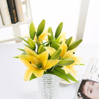 Cành hoa ly giả - 1 cành 4 bông - dài 95cm - Cây giả, hoa lụa Decor trang trí nhà cửa