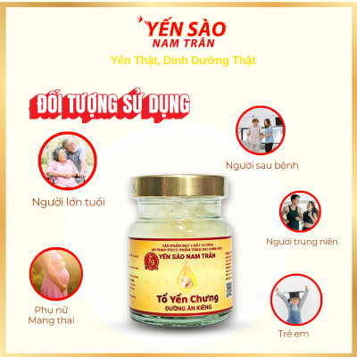 [Combo 3 Hộp] Yến chưng Đường Ăn Kiêng 7 gram Tổ Yến Tươi - Yến Sào Nam Trân. Hộp (6 lọ x 70 ml)