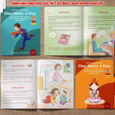 Sách - One Story A Day -  CUỐN 4 : 365 câu chuyện phát triển IQ, EQ cho bé - Bản song ngữ tặng kèm file nghe