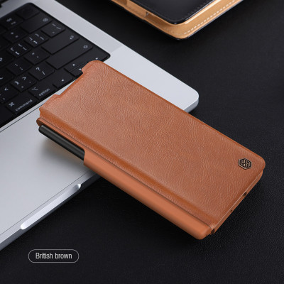 Case bao da chống sốc cho Samsung Galaxy Z Fold 4 trang bị nắp bảo vệ Camera và ngăn đựng S-Pen hiệu Nillkin Qin Pro (chất liệu da cao cấp, thiết kế thời trang cá tính) - Hàng nhập khẩu
