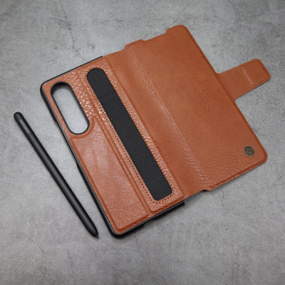 Case bao da chống sốc cho Samsung Galaxy Z Fold 6 trang bị ngăn đựng S-Pen, khe nhét thẻ card hiệu Nillkin Aoge Leather Cover Case (bảo vệ máy cực tốt, chất liệu da thật cao cấp, thiết kế thời trang cá tính) - hàng nhập khẩu