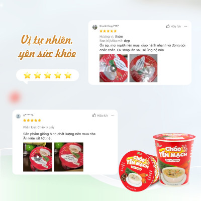 6 ly cháo yến mạch gạo lứt ly 43g TÂM MINH FOODS không bột ngọt