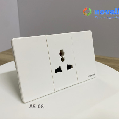 Ổ điện đơn 3 chấu cắm đa năng âm tường A6-08 Novalink chính hãng. Có thuế VAT, COCQ