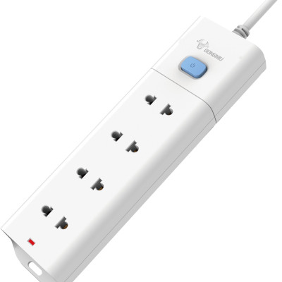 Ổ Cắm Điện Gongniu Đa Năng 4 Ổ 1 Công Tắc – Công Suất 10A/250/2500W – Trắng – Chính Hãng (V1040)