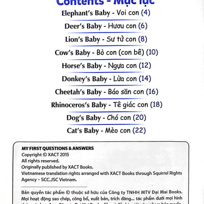 Mẹ Hỏi Bé Trả Lời - Song Ngữ Anh-Việt - Baby Animals - Những Con Vật Bé Bỏng (Dành Cho Trẻ Từ 2-7 Tuổi)