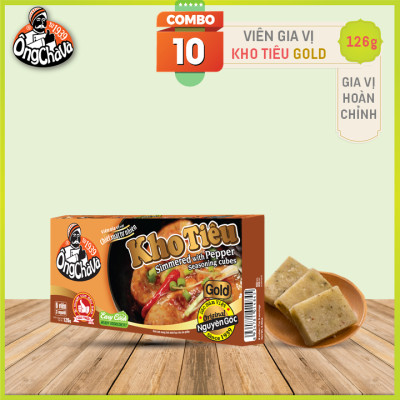 Combo 10 Hộp Viên Gia Vị Kho Tiêu Ông Chà Và 126gr (Simmered with Pepper Seasoning Cubes)