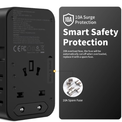 Củ sạc Choetech PD5020 du lịch đa năng tích hợp thêm dây cáp sạc Type C (35W)/ PD5021 (45W)/ PD5022 (70W)- Hàng chính hãng