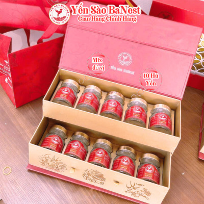 Sét Quà Tặng 10 Hũ Yến 70ml chứa 7.8g Yến Tươi Tiệt Trùng Cao Cấp - Yến Sào BaNest