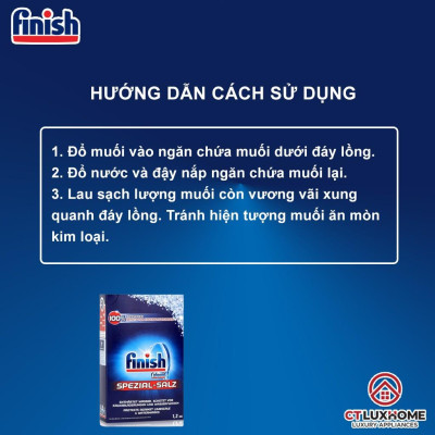 Muối rửa chén bát Finish 1,2kg kèm túi zip 