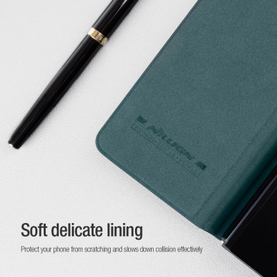 Case bao da chống sốc cho Samsung Galaxy Z Fold 4 trang bị nắp bảo vệ Camera và ngăn đựng S-Pen hiệu Nillkin Qin Pro (chất liệu da cao cấp, thiết kế thời trang cá tính) - Hàng nhập khẩu
